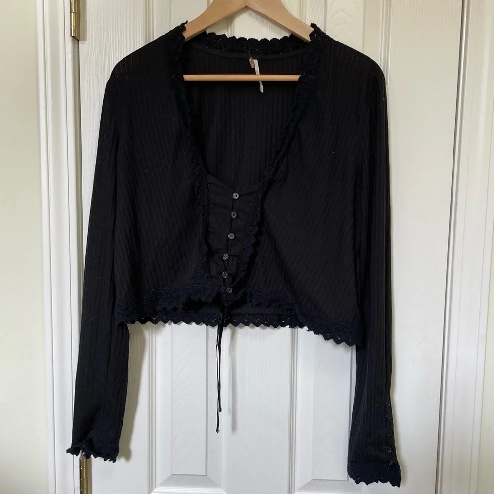 Free people onyx Black boxy crop Top M